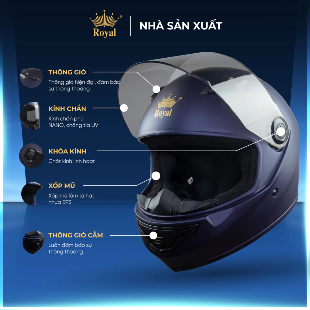 Mô tả Mũ bảo hiểm Fullface Royal M136 - Asia MT136 - Hàng Chính Hãng - Bảo Hành 12 Tháng - 1