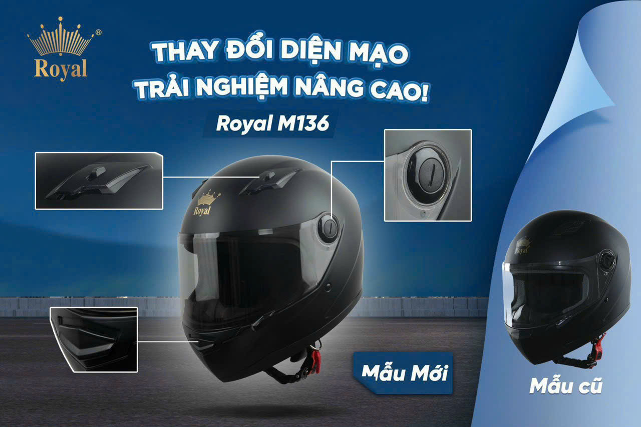 Mô tả Mũ bảo hiểm Fullface Royal M136 - Asia MT136 - Hàng Chính Hãng - Bảo Hành 12 Tháng - 2