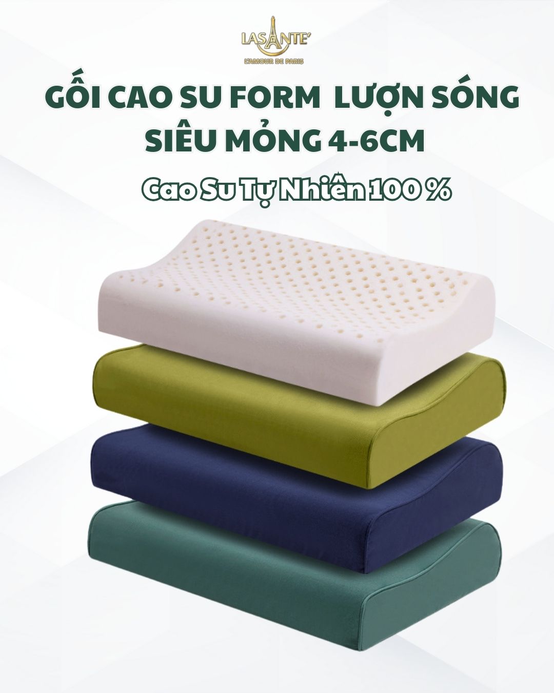 Gối Cao Su Thấp Lasante Lượn Sóng
