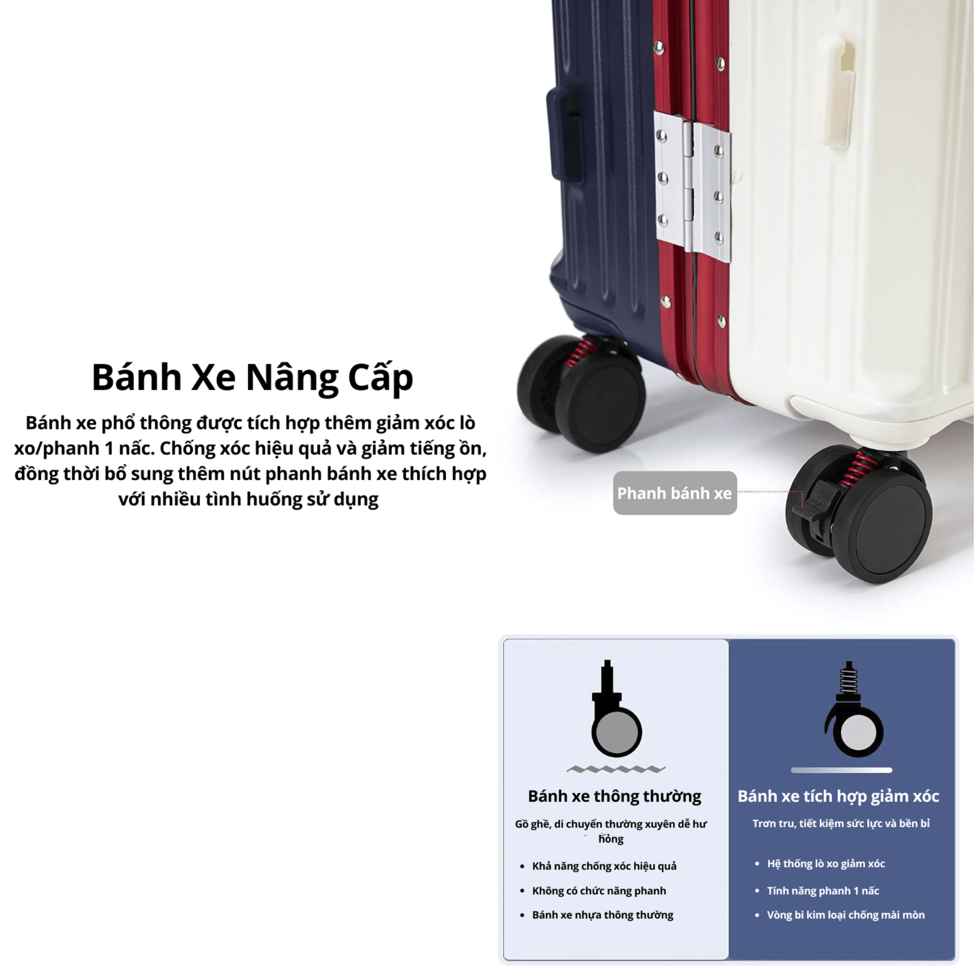 Mô tả Vali khung nhôm cao cấp Kingsun KS-607 (Khay đựng nước+Móc treo đồ+Bánh xe giảm xóc), Bảo hành 5 năm - 2