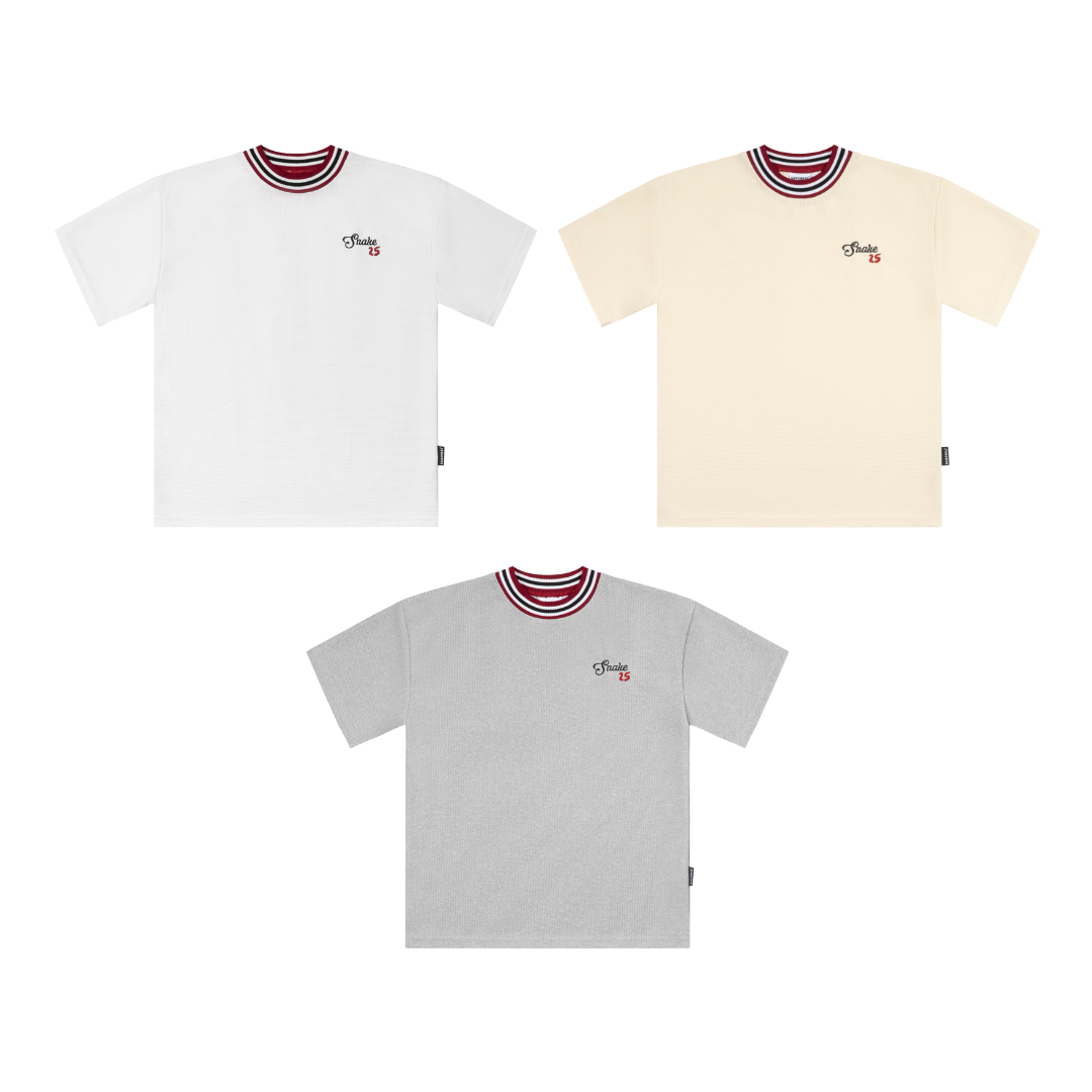 Mô tả Áo Thun Waffle SAIGONESE Chất Thun Tổ Ong Phối Cổ Sọc Unisex Nam Nữ Form Rộng 3 Màu - 1