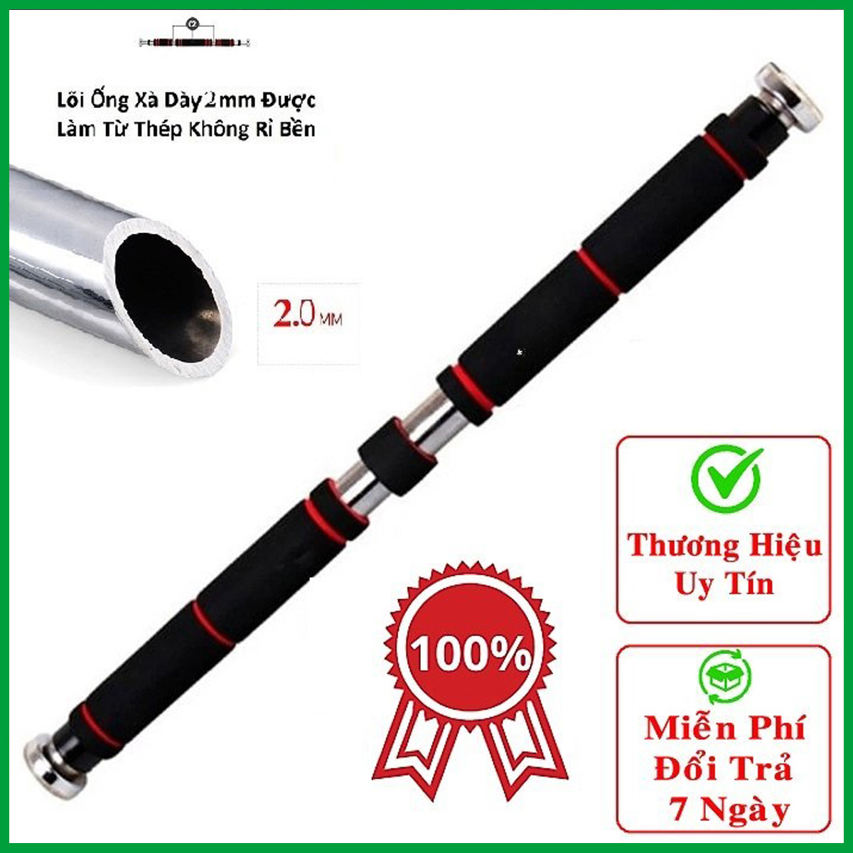 Mô tả AMALIFE Thanh Tập Xà Đơn Treo Tường Gắn Cửa Tùy Chỉnh Dài Từ 62-120cm Tập Gym Thể Thao Tăng Cường Cơ Bắp Tại Nhà - 4