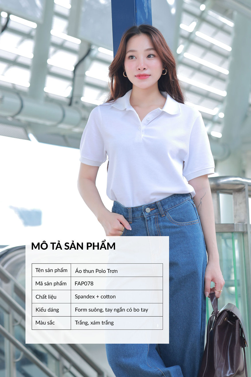 Áo polo nữ GILLEE FAP078 màu trắng
