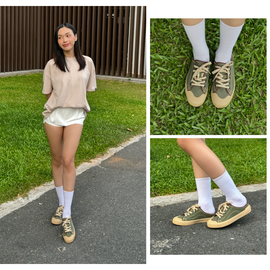 Mô tả Giày Sục Đạp Gót Mules Vải Sneaker Unisex E10 Matcha DINCOX Tăng Chiều Cao 4cm - 2
