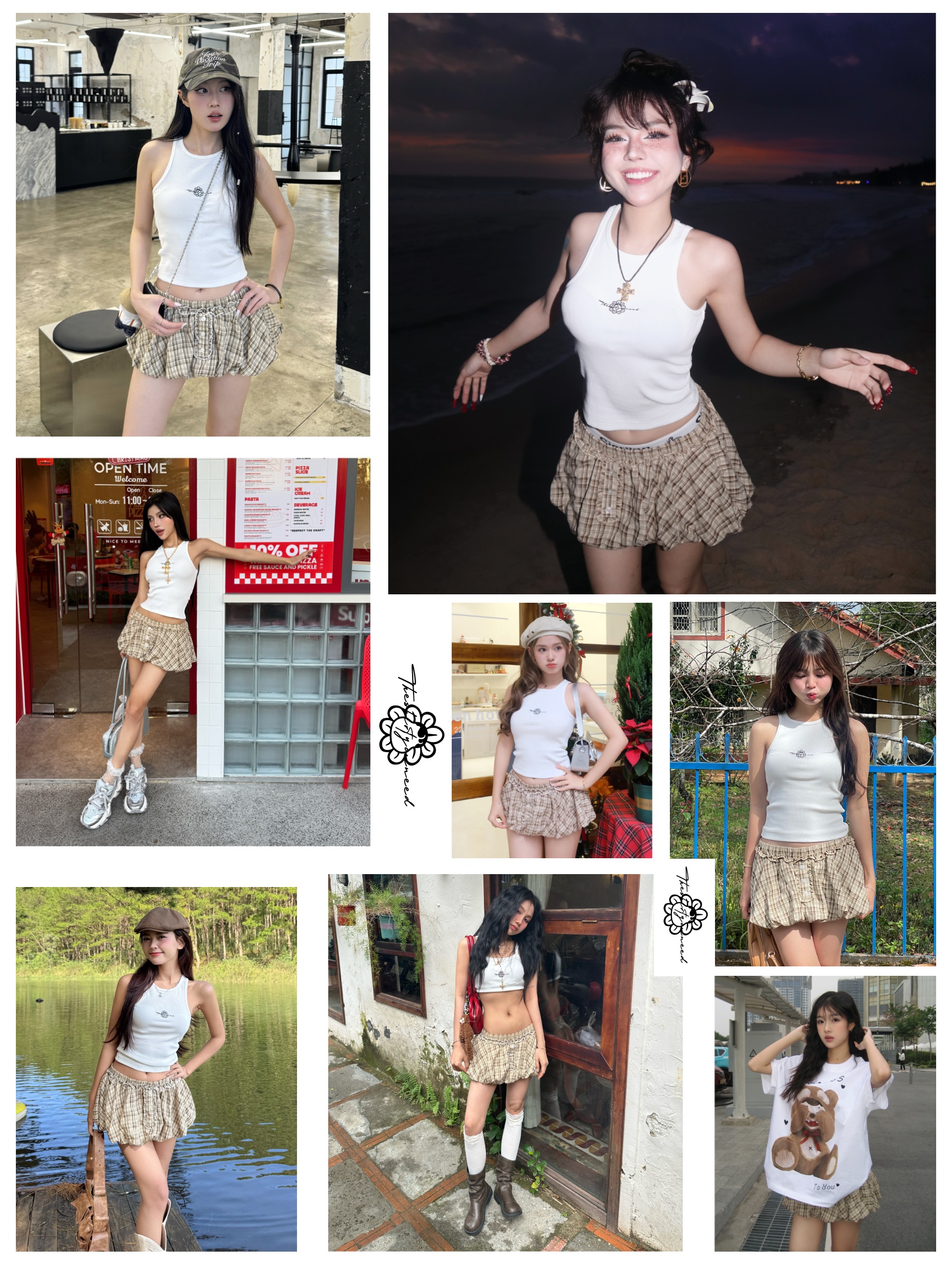 Mô tả Váy Ngắn Caro Bí Màu Nâu Vàng Dáng Phồng Brand TSUN Chính Hãng [Có Quần Bảo Hộ] Váy Nữ, Mini Skirt - 2