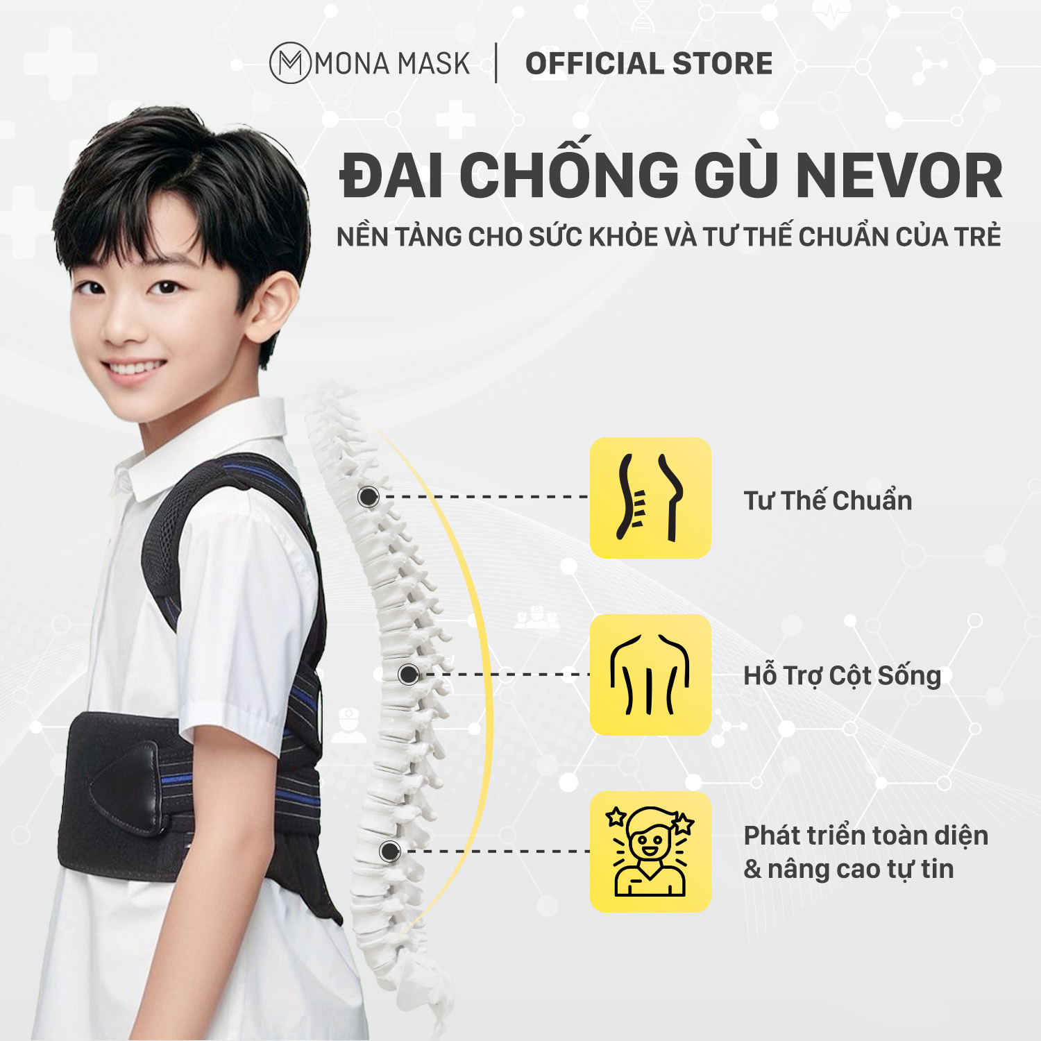 Đai Chống Gù Lưng Y Tế Trẻ Em Nevor DCG04 Định Hình Cột Sống, Cong Vẹo ...