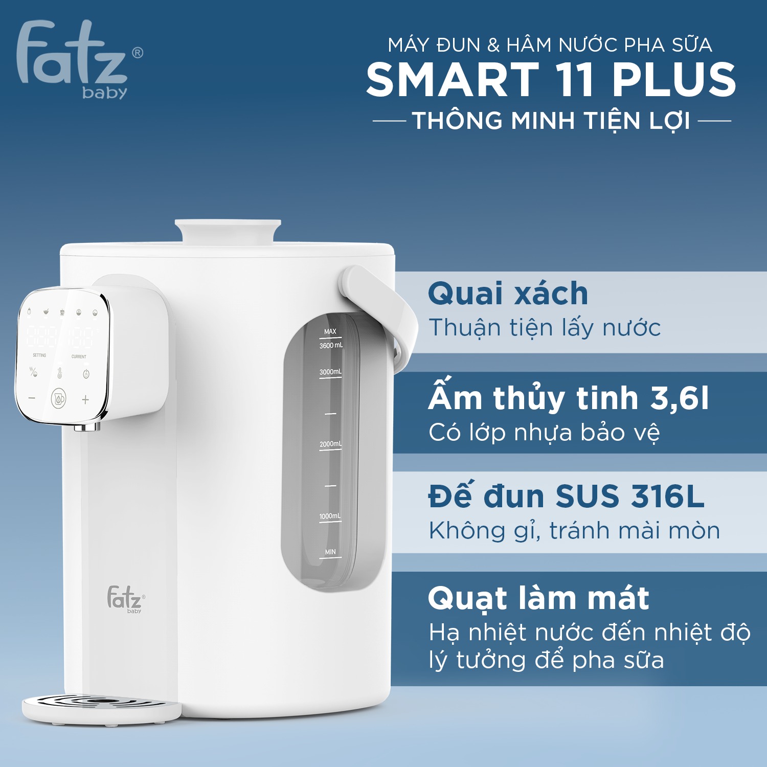 Mô tả Máy đun và hâm nước pha sữa thông minh tiện lợi Smart 11 Plus FATZBABY FB3835HB - 10