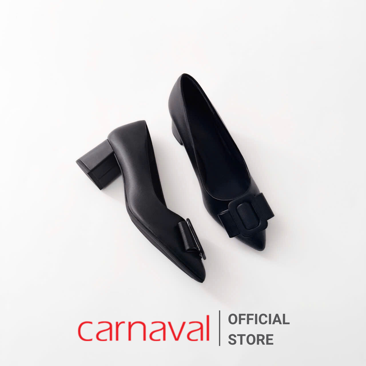 Mô tả Giày Cao Gót Mũi Nhọn Đính Khóa Carnaval Gót Vuông 5cm Phong Cách Công Sở Sang Trọng - VS77 - 1