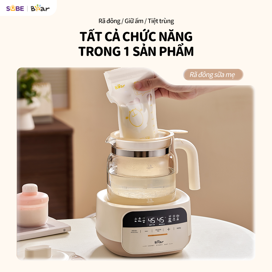 Mô tả Máy Đun Nước Và Hâm Nước Pha Sữa BEAR Máy Hâm Sữa Dung Tích 1.3L Máy Pha Sữa Rã Đông Sữa Mẹ Bình Nấu Nước Pha Sữa 5H12N - 1