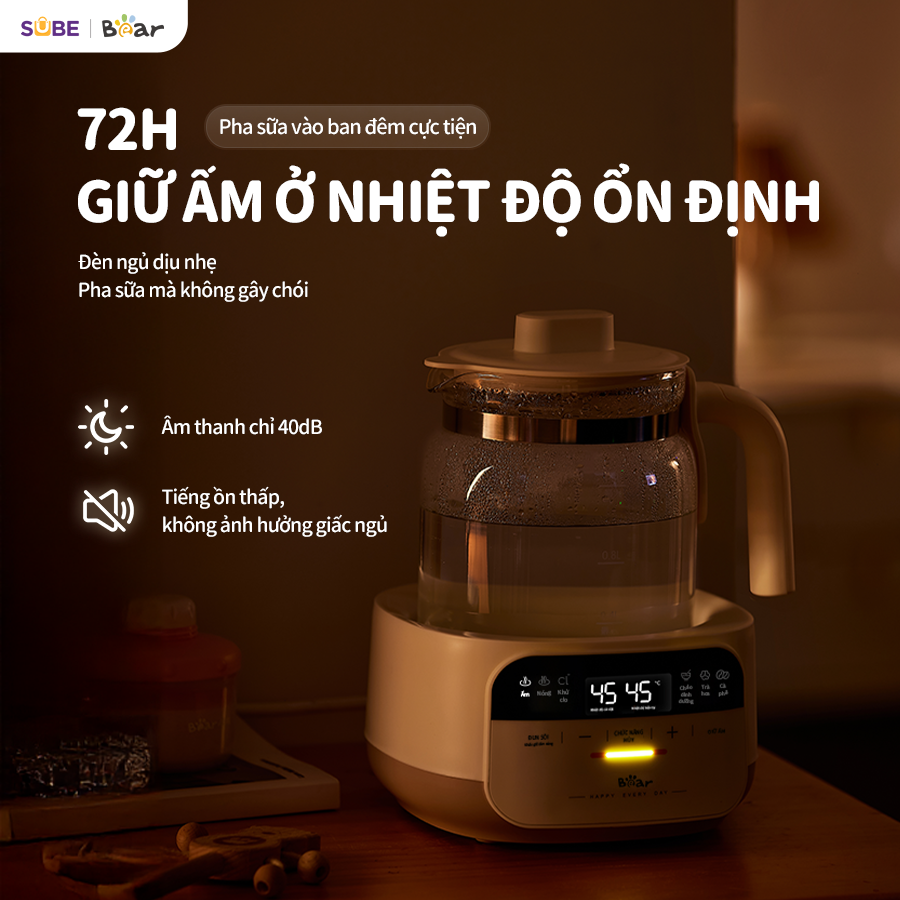 Mô tả Máy Đun Nước Và Hâm Nước Pha Sữa BEAR Máy Hâm Sữa Dung Tích 1.3L Máy Pha Sữa Rã Đông Sữa Mẹ Bình Nấu Nước Pha Sữa 5H12N - 6