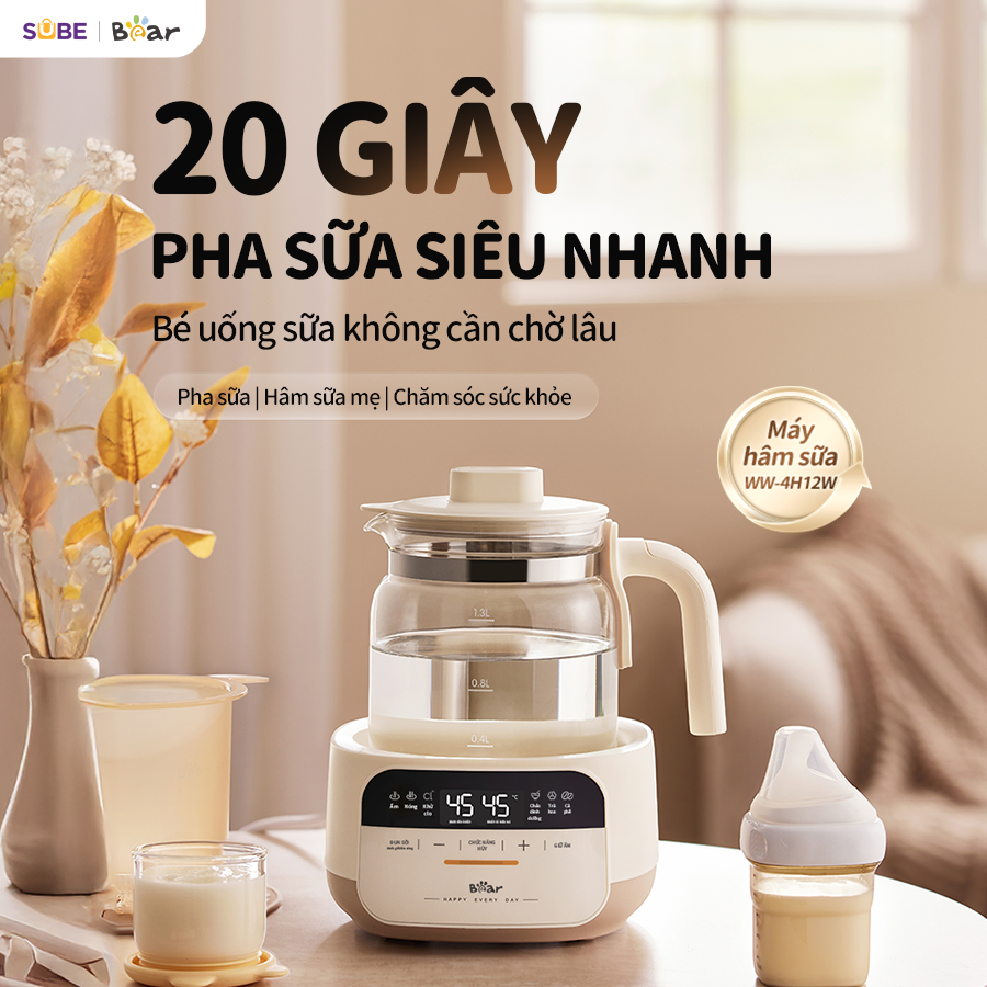 Mô tả Máy Đun Nước Và Hâm Nước Pha Sữa BEAR Máy Hâm Sữa Dung Tích 1.3L Máy Pha Sữa Rã Đông Sữa Mẹ Bình Nấu Nước Pha Sữa 5H12N - 2