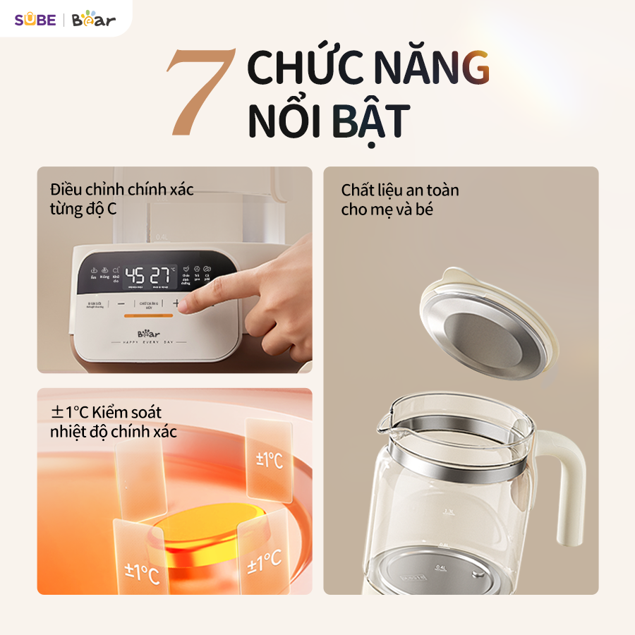 Mô tả Máy Đun Nước Và Hâm Nước Pha Sữa BEAR Máy Hâm Sữa Dung Tích 1.3L Máy Pha Sữa Rã Đông Sữa Mẹ Bình Nấu Nước Pha Sữa 5H12N - 10