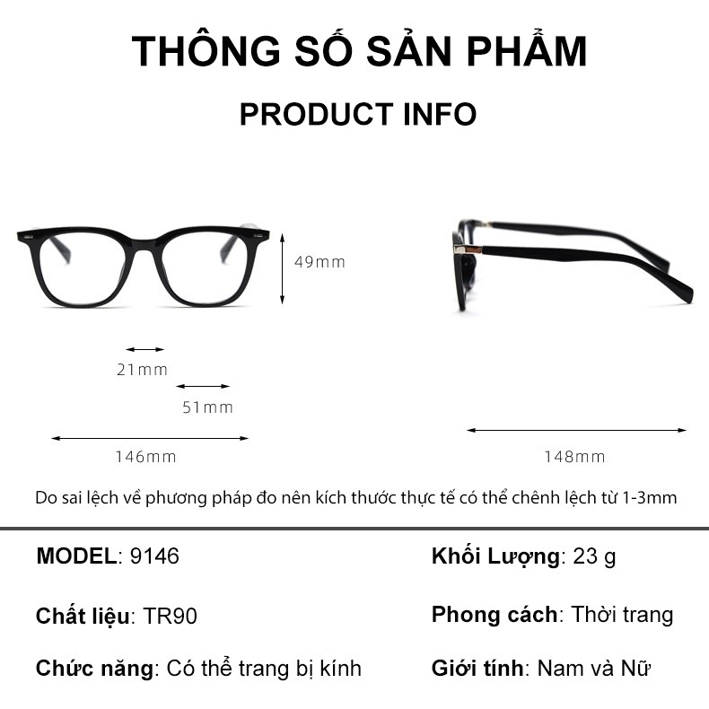 Chi tiết gọng kính ANDU 9146