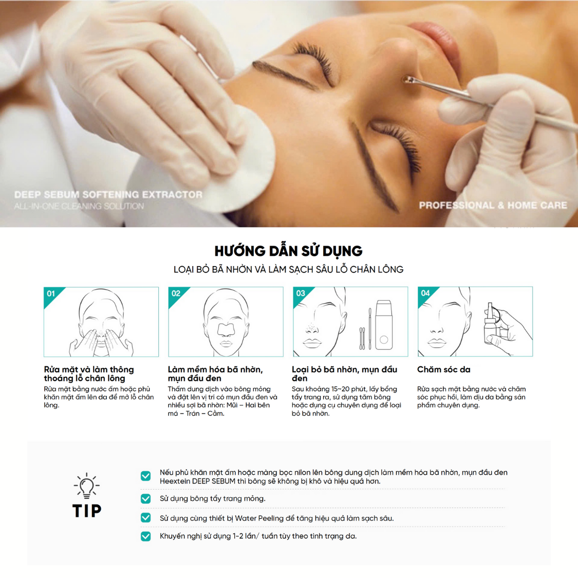 Mô tả Ủ Mụn Đầu Đen Mụn Đầu Trắng Làm Sạch Sâu Kiểm Soát Bã Nhờn Heextein Deep Sebum 1000ml - 7