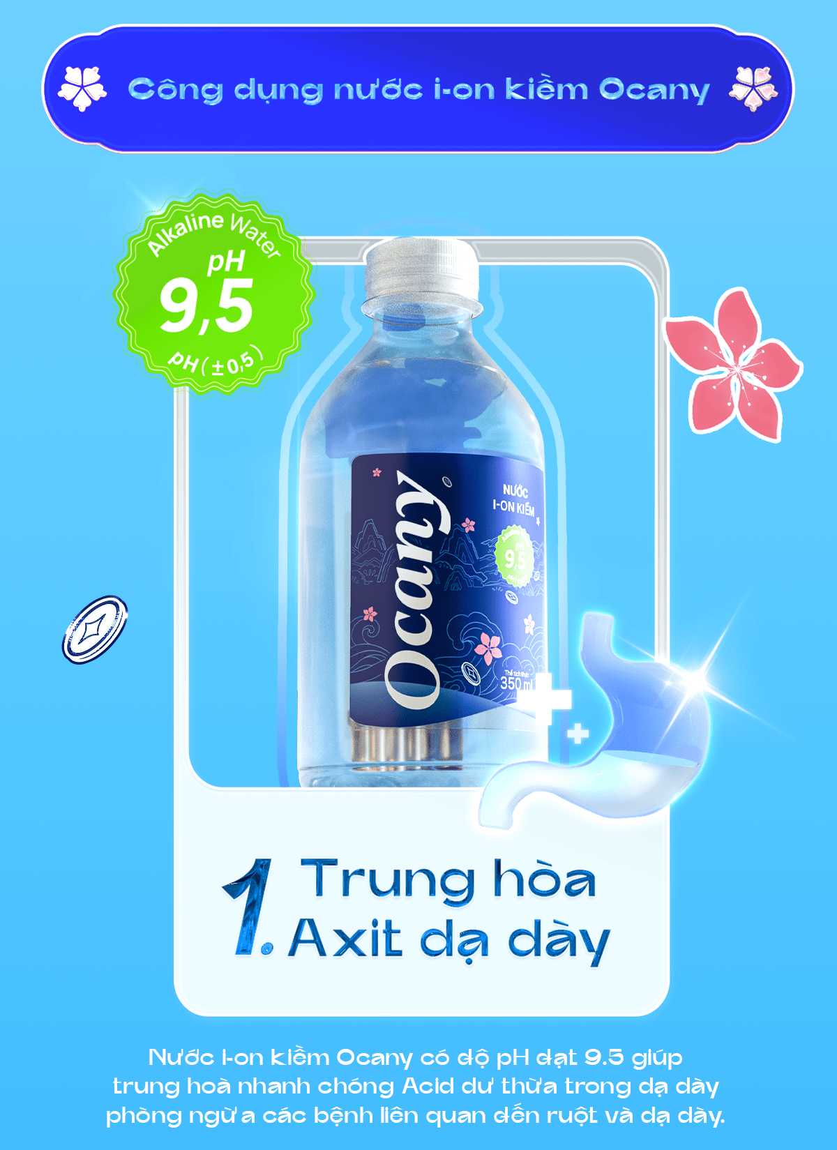 Mô tả Nước uống ion kiềm Ocany 1500ml thùng 12 chai - 5