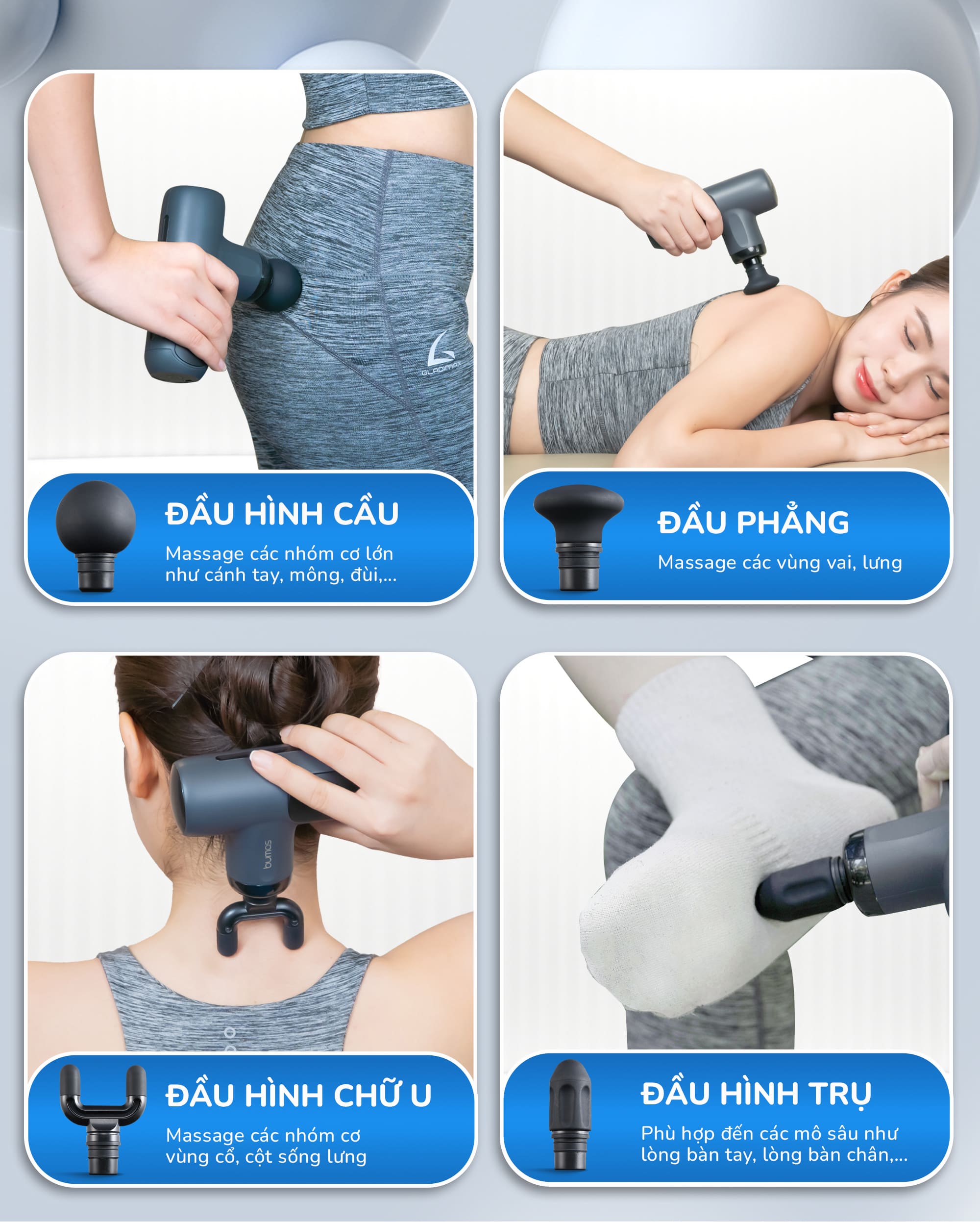 Mô tả Máy Massage Cầm Tay Mini BUMAS M14 - Đầu Massage Silicon Kết Hợp Với 5 Mức Độ Massage Chuyên Dụng - 4