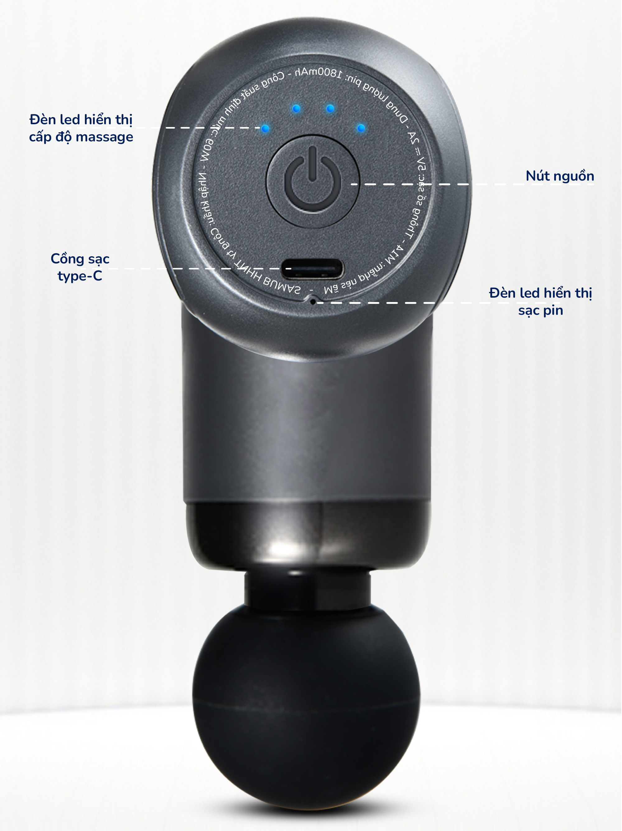 Mô tả Máy Massage Cầm Tay Mini BUMAS M14 - Đầu Massage Silicon Kết Hợp Với 5 Mức Độ Massage Chuyên Dụng - 7