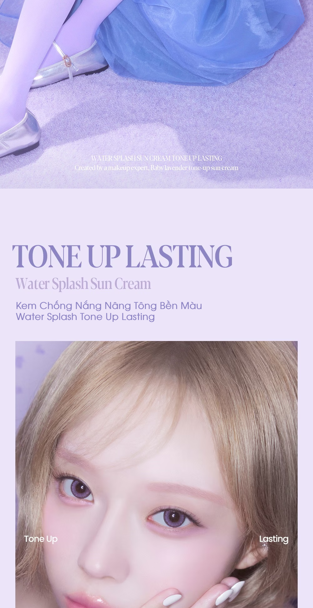 Mô tả Kem Chống Nắng Nâng Tông Tím Espoir Water Splash Sun Cream Tone Up Lasting SPF 50+/PA++++ 50ml - 2
