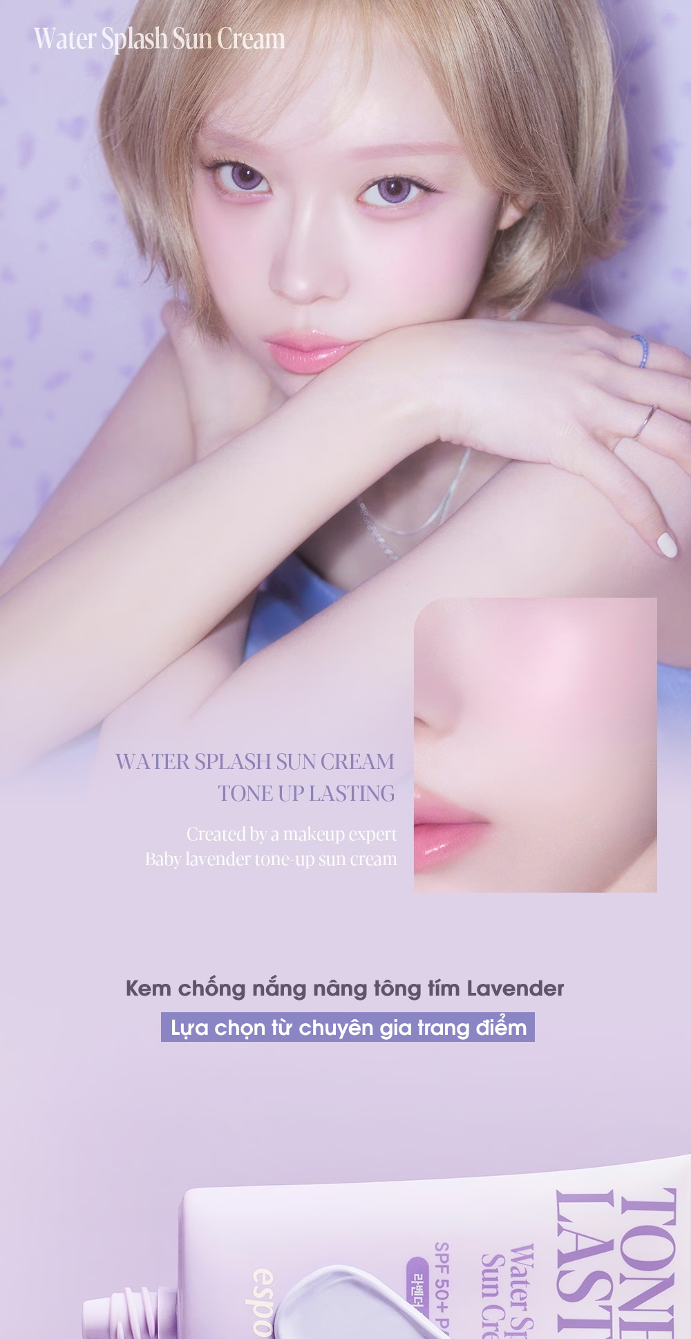 Mô tả Kem Chống Nắng Nâng Tông Tím Espoir Water Splash Sun Cream Tone Up Lasting SPF 50+/PA++++ 50ml - 4