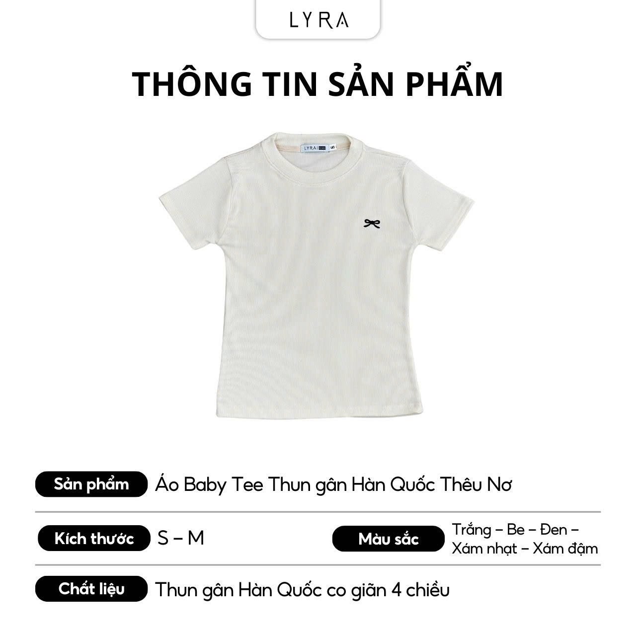 Mô tả Áo Babytee LYRA Nơ Ngực Chất Co Giãn, Thoáng Mát, Nhiều Màu Dễ Phối Đồ - CSYAP0300 - 1