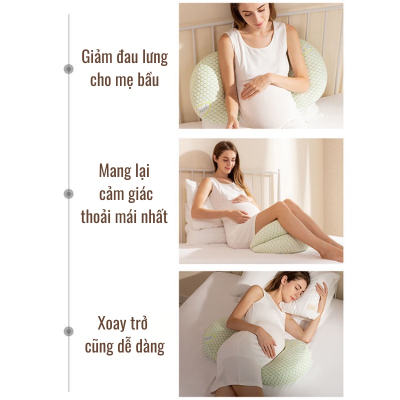 Mô tả Gối bầu cánh tiên cao cấp KidsWorld cotton sợi tre nâng đỡ bụng bầu có thể dùng được cả sau khi sinh - 2