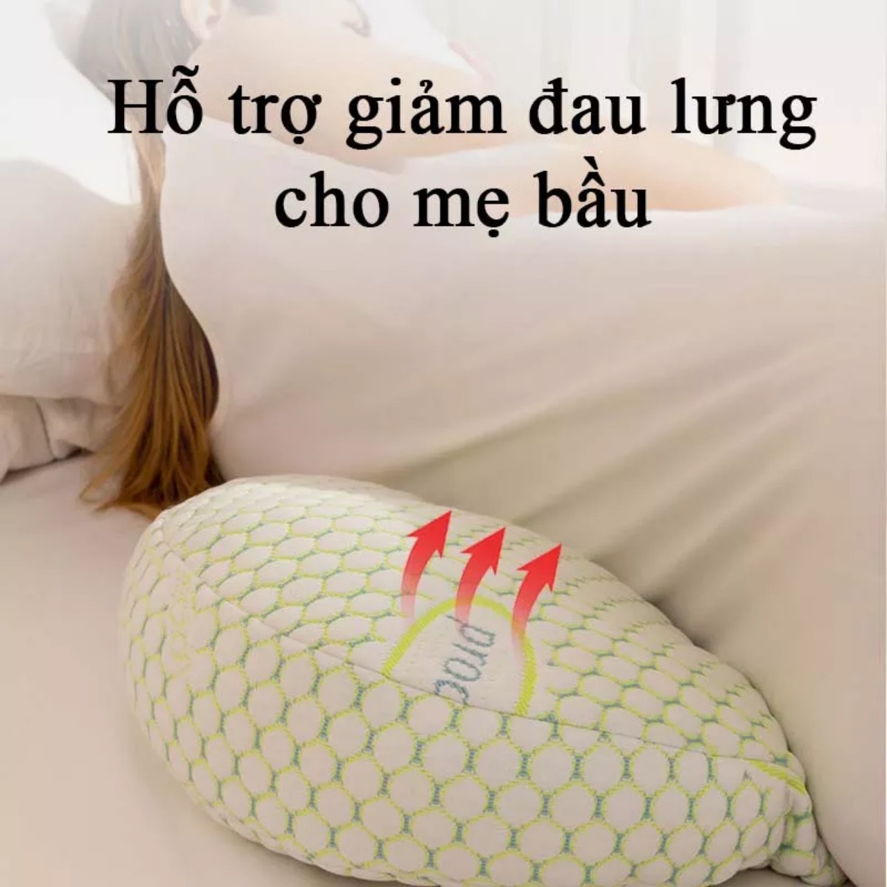 Mô tả Gối bầu cánh tiên cao cấp KidsWorld cotton sợi tre nâng đỡ bụng bầu có thể dùng được cả sau khi sinh - 5