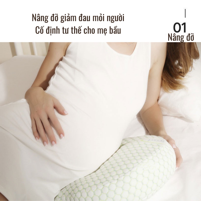 Mô tả Gối bầu cánh tiên cao cấp KidsWorld cotton sợi tre nâng đỡ bụng bầu có thể dùng được cả sau khi sinh - 6