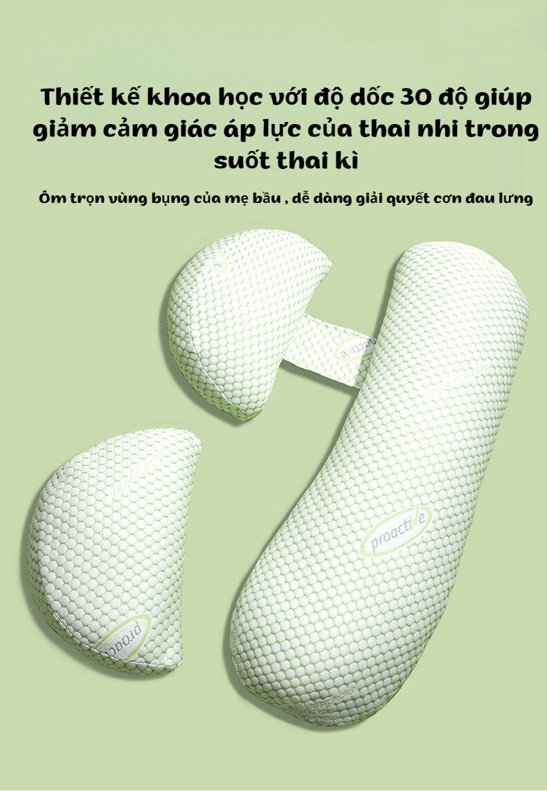 Mô tả Gối bầu cánh tiên cao cấp KidsWorld cotton sợi tre nâng đỡ bụng bầu có thể dùng được cả sau khi sinh - 11