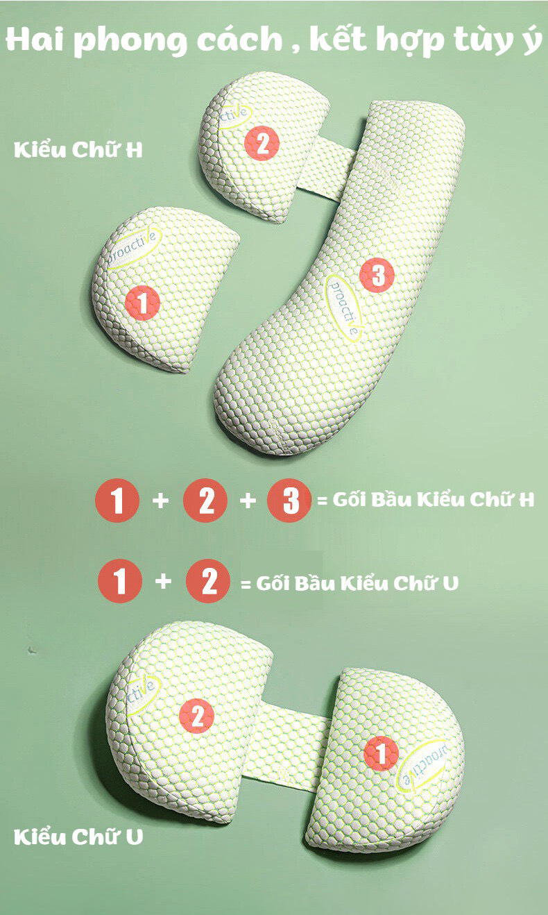 Mô tả Gối bầu cánh tiên cao cấp KidsWorld cotton sợi tre nâng đỡ bụng bầu có thể dùng được cả sau khi sinh - 12