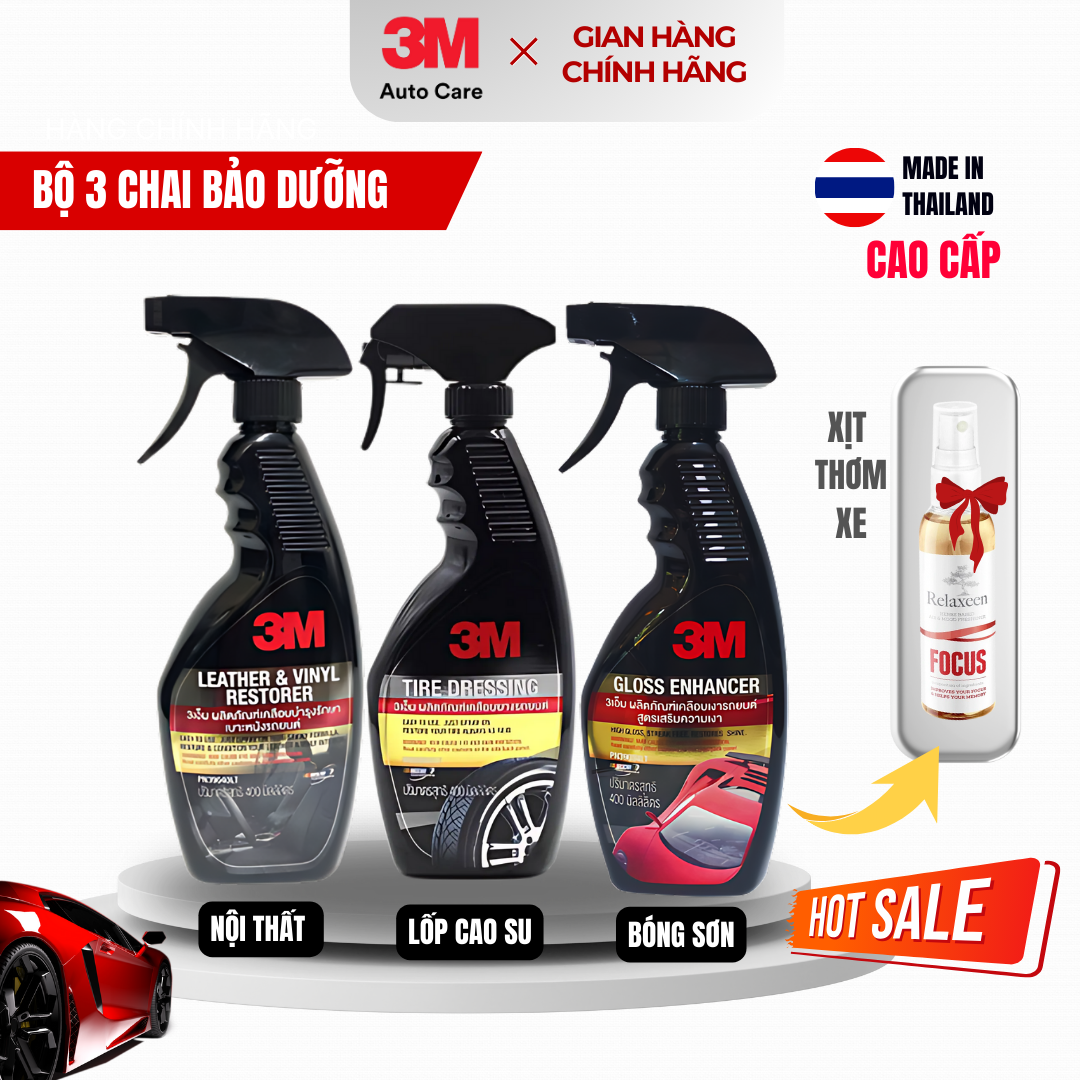 Mô tả Bộ 3 Chai Bảo Dưỡng Nội Thất - Bóng Lốp - Bóng Sơn Xe Hơi -  NK Thái Lan 400ml - 1