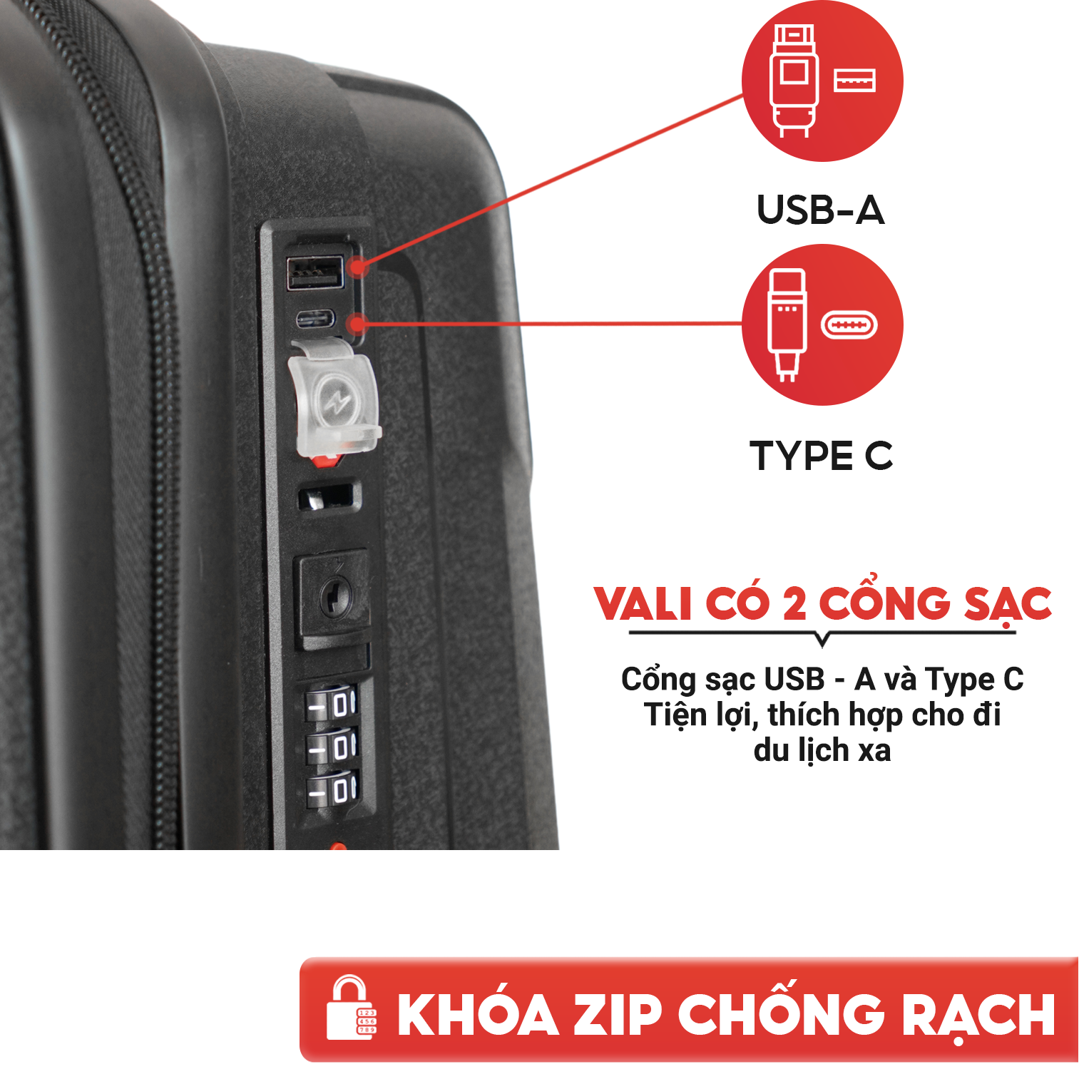 Mô tả Vali kéo SUNNY CHOCO nhựa PP chống vỡ tuyệt đối, tích hợp cổng sạc USB và ngăn đựng cốc, vali size 28 24 20 - 9