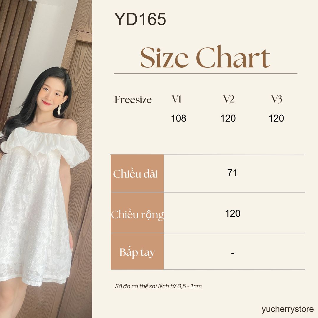 Mô tả YU CHERRY | Đầm trễ vai nữ có lót Charlotte Dress YD165 - 1