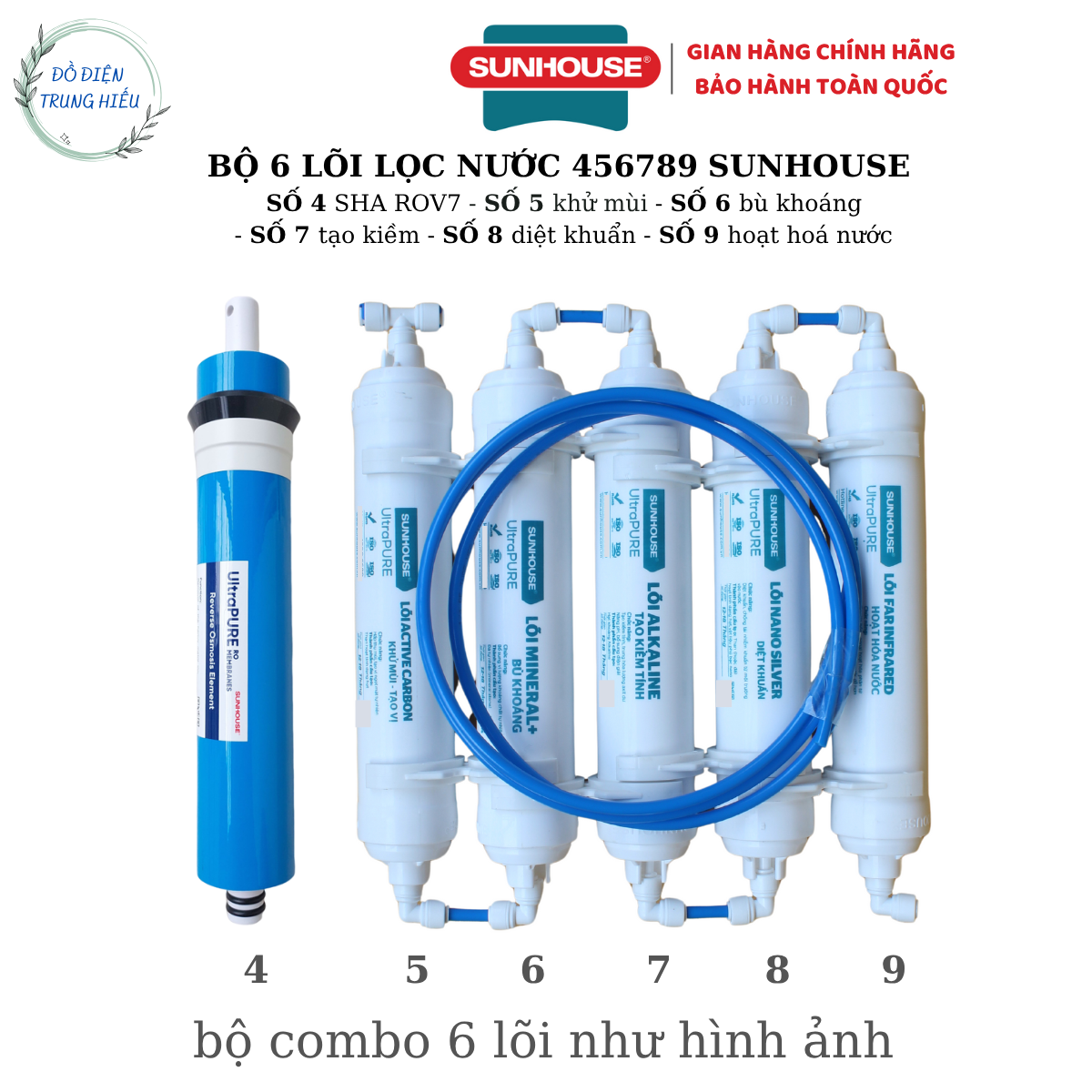 Bộ 6 lõi lọc nước 456789 SUNHOUSE Hàng chính hãng - lắp được các loại ...