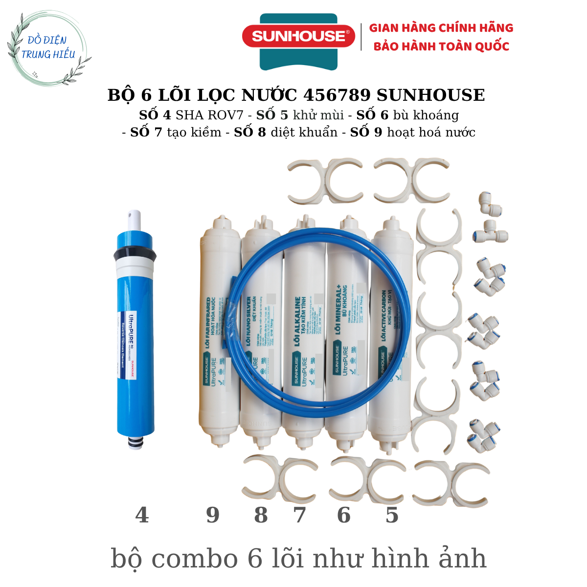 Bộ 6 lõi lọc nước 456789 SUNHOUSE Hàng chính hãng - lắp được các loại ...
