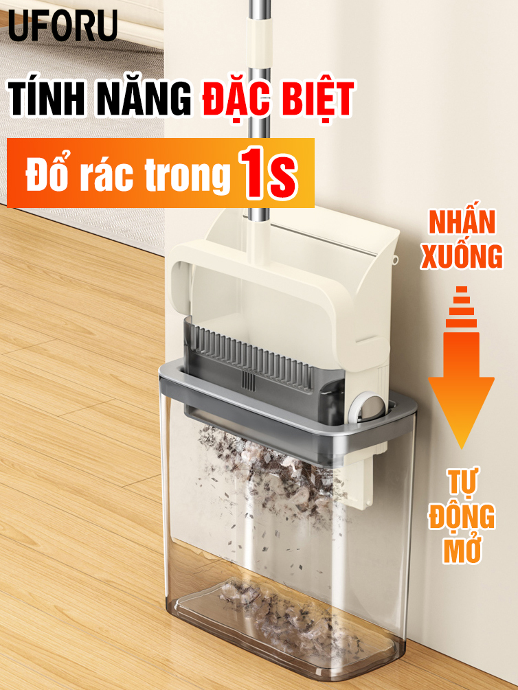 Bộ chổi quét nhà đổ rác tự động UFORU có kèm xẻng hót rác gấp gọn và ...
