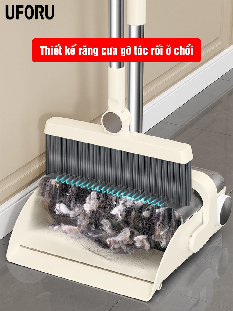 Bộ chổi quét nhà đổ rác tự động UFORU có kèm xẻng hót rác gấp gọn và ...