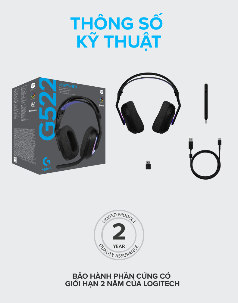 Tai nghe Gaming không dây Logitech G522 LIGHTSPEED - LIGHTSYNC RGB, Kết ...