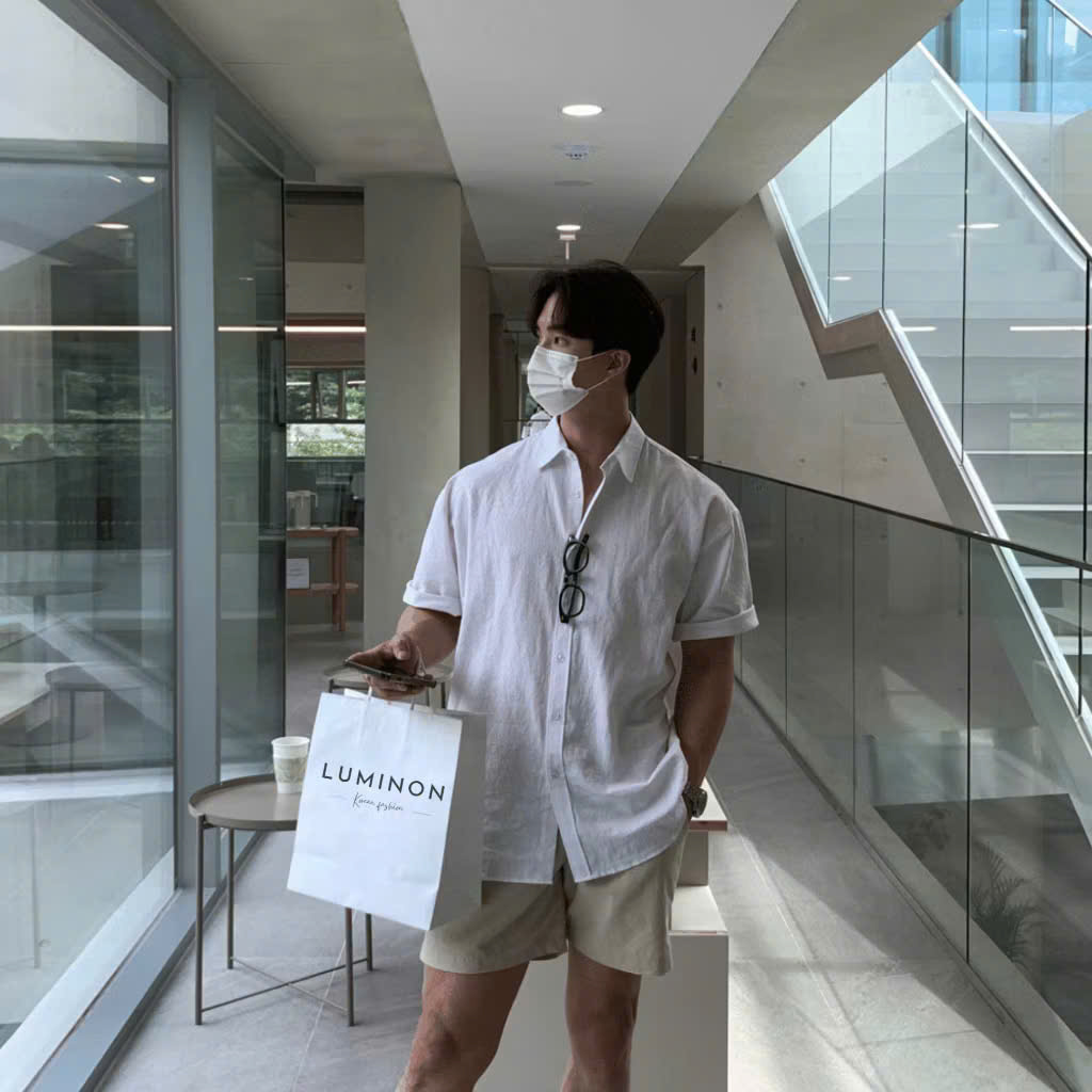 Áo Sơ Mi Nam Linen Cộc Tay Đi Biển Cafe Cổ Bẻ Mềm Mại Thoáng Mát Phong Cách Hàn Quốc hời Trang Halley A42