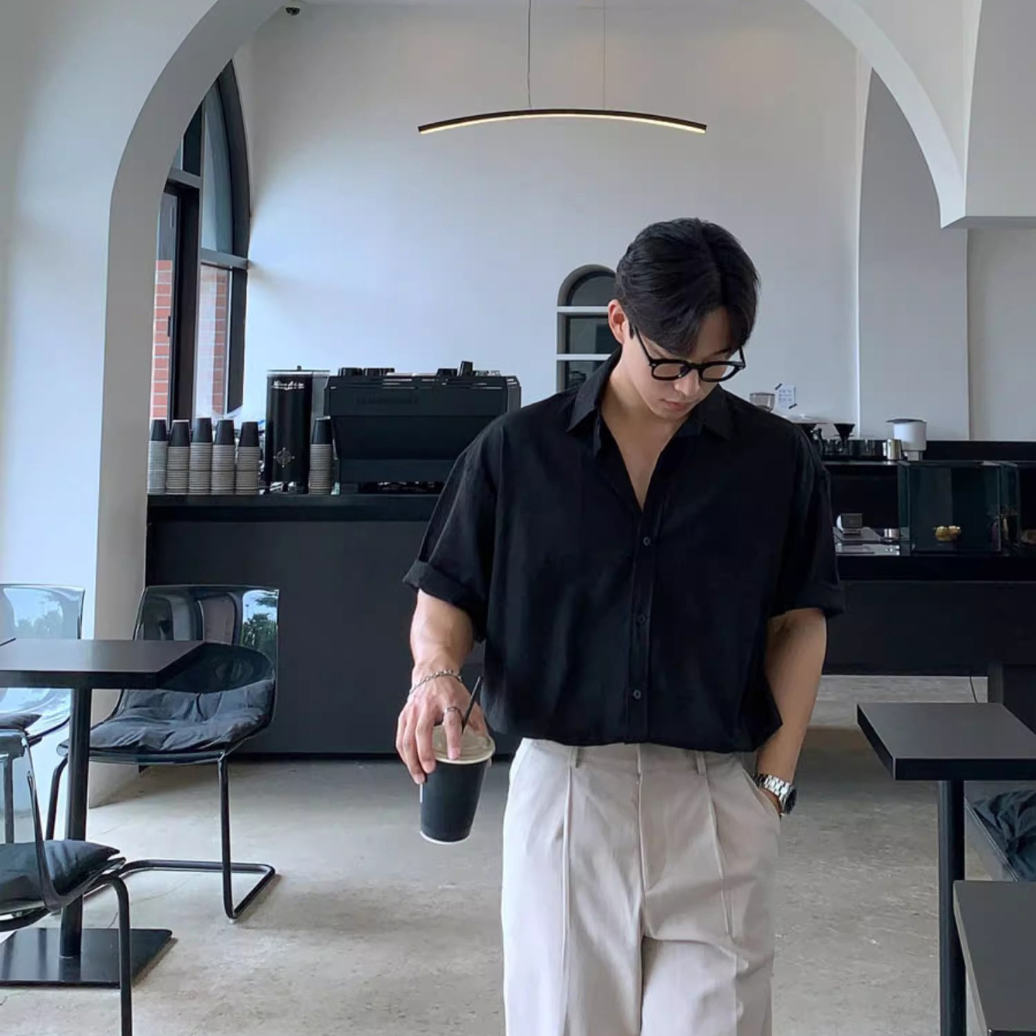 Áo Sơ Mi Nam Linen Cộc Tay Đi Biển Cafe Cổ Bẻ Mềm Mại Thoáng Mát Phong Cách Hàn Quốc hời Trang Halley A42