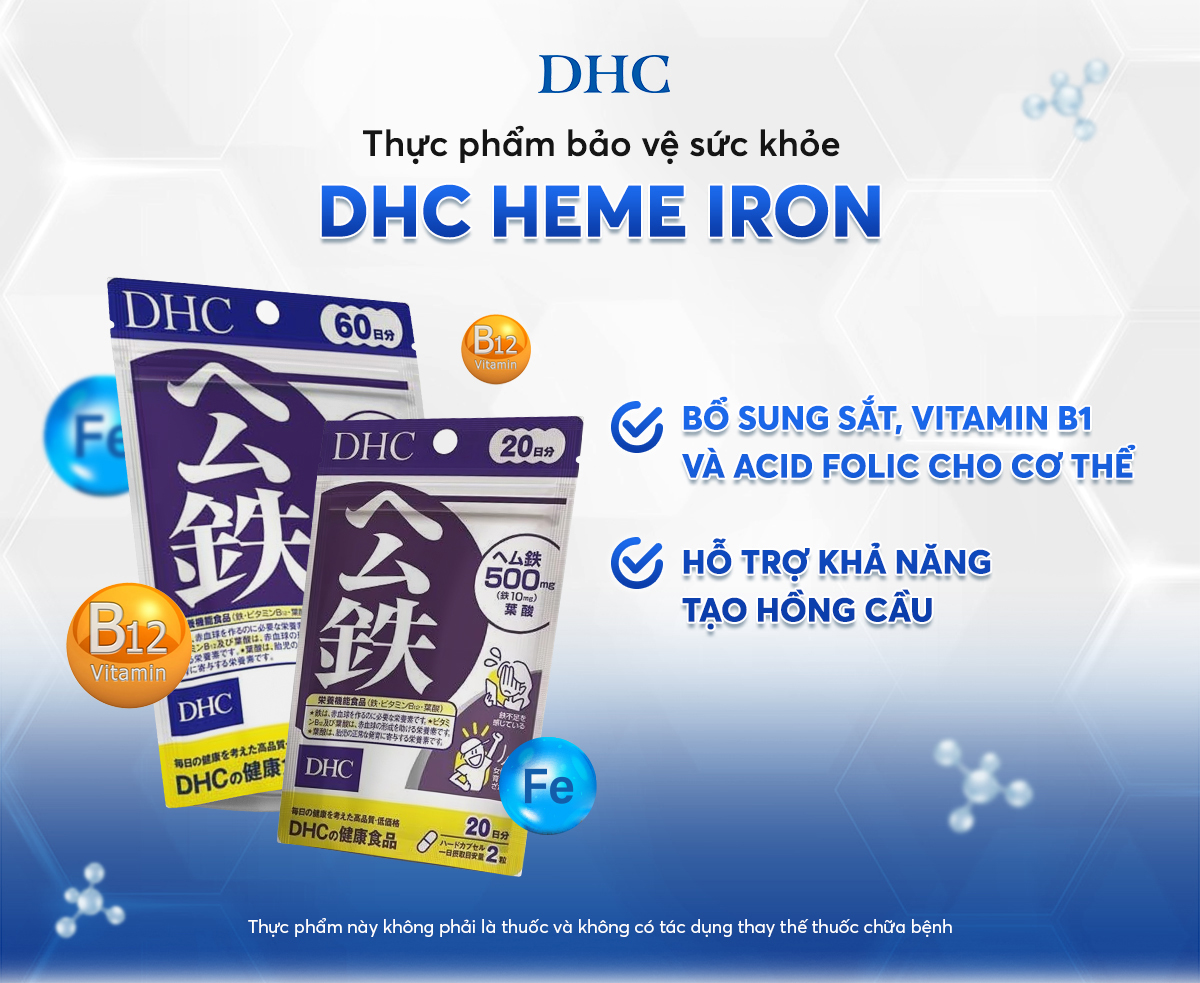 Thực phẩm bảo vệ sức khỏe DHC Heme Iron (20 & 60 Ngày) - Dạng viên uống ...