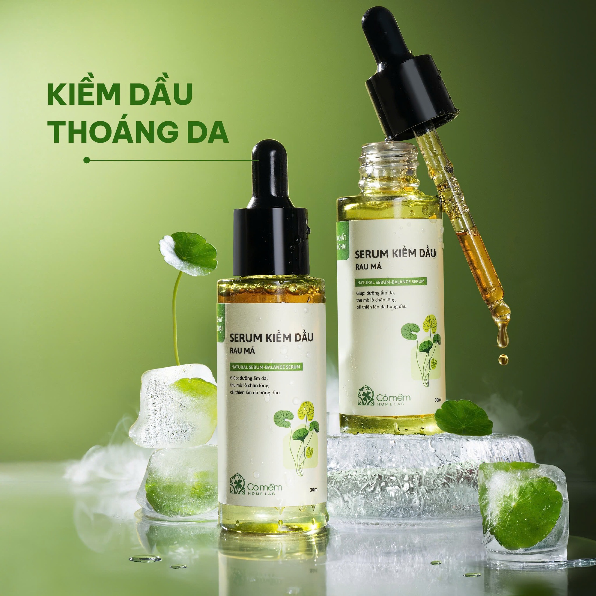 Bộ Chăm Sóc Da 3 Bước Sữa Rửa Mặt Serum Và Kem Dưỡng Ẩm Kiềm Dầu Rau Má Cỏ Mềm