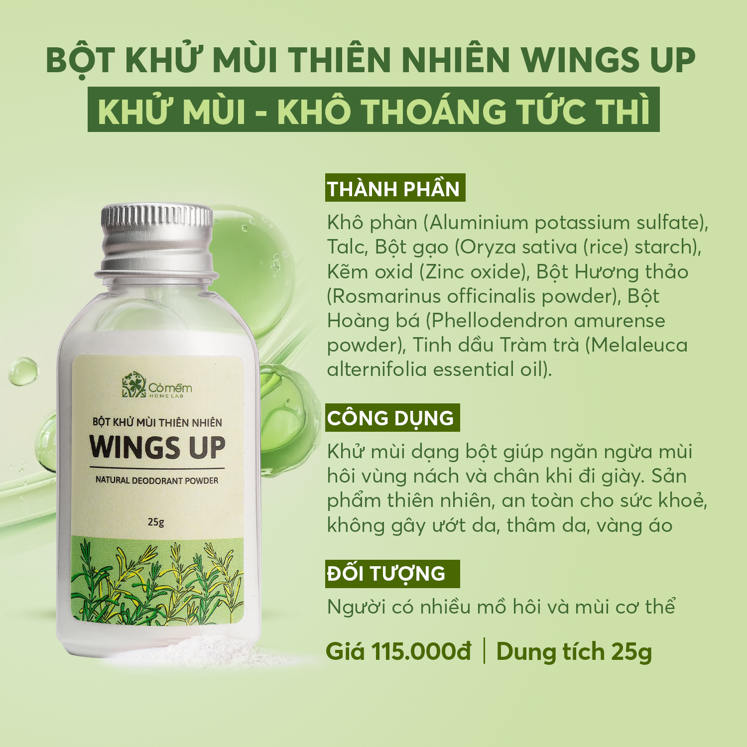 Bột khử mùi Wings up