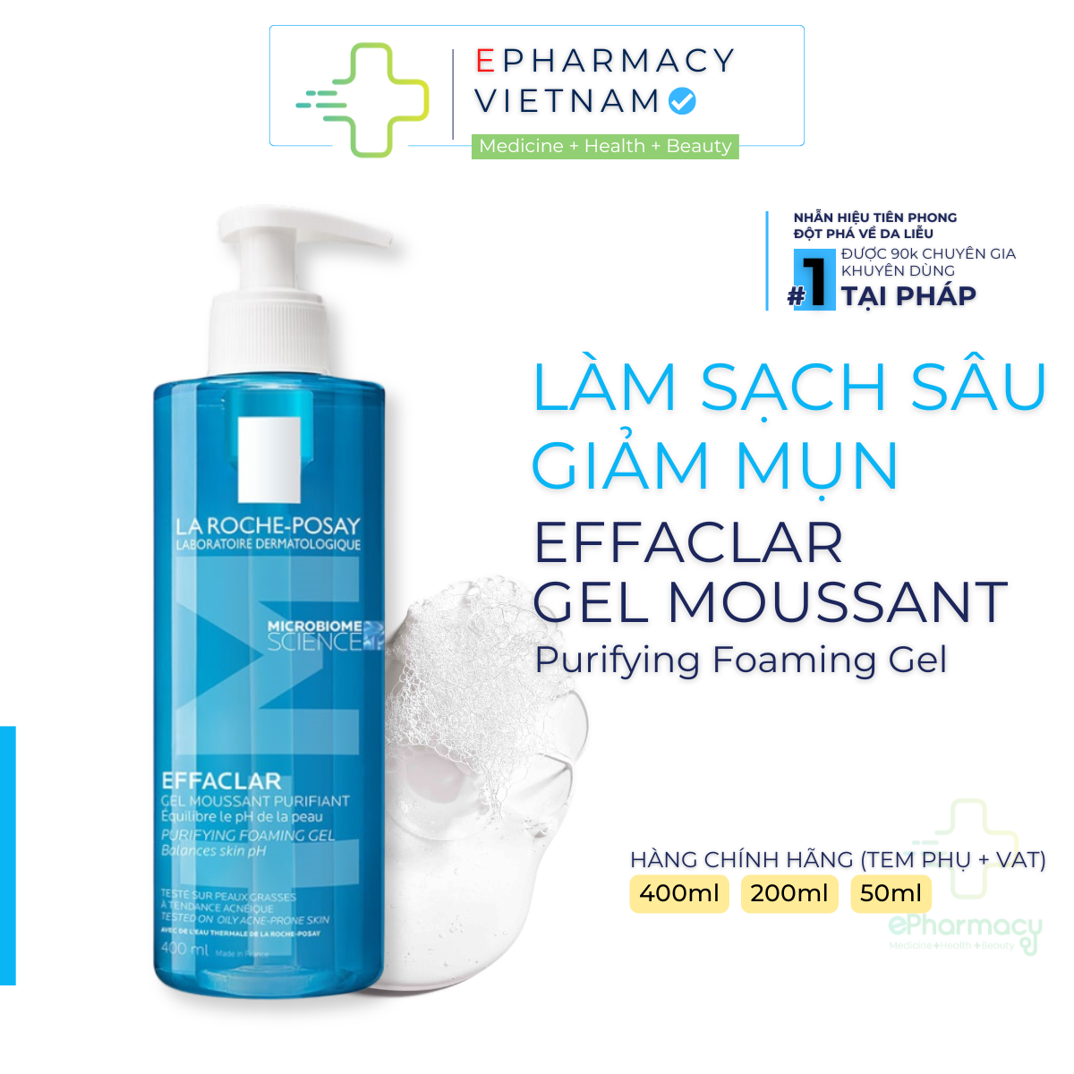 Gel rửa mặt La Roche-Posay Effaclar Foaming Gel 400ml
