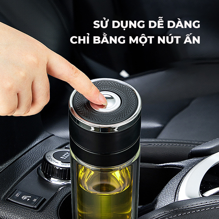 Bình pha trà thủy tinh 2 lớp lõi lọc từ tính HVL TEA
