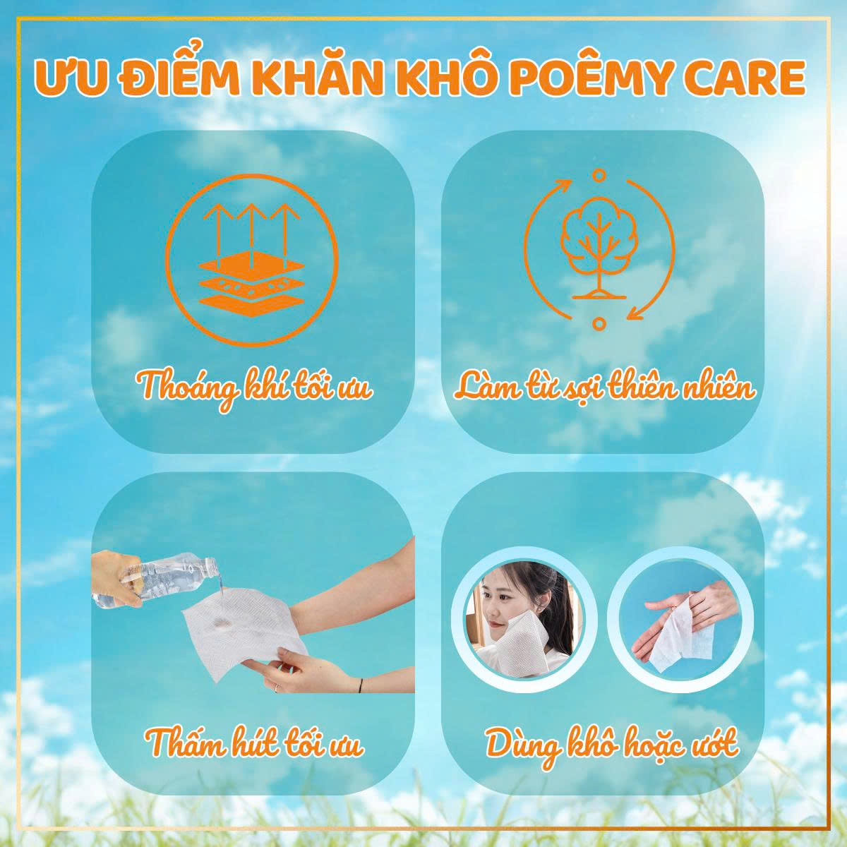 KHĂN KHÔ ĐA NĂNG Poêmy Care - 60 CHIẾC