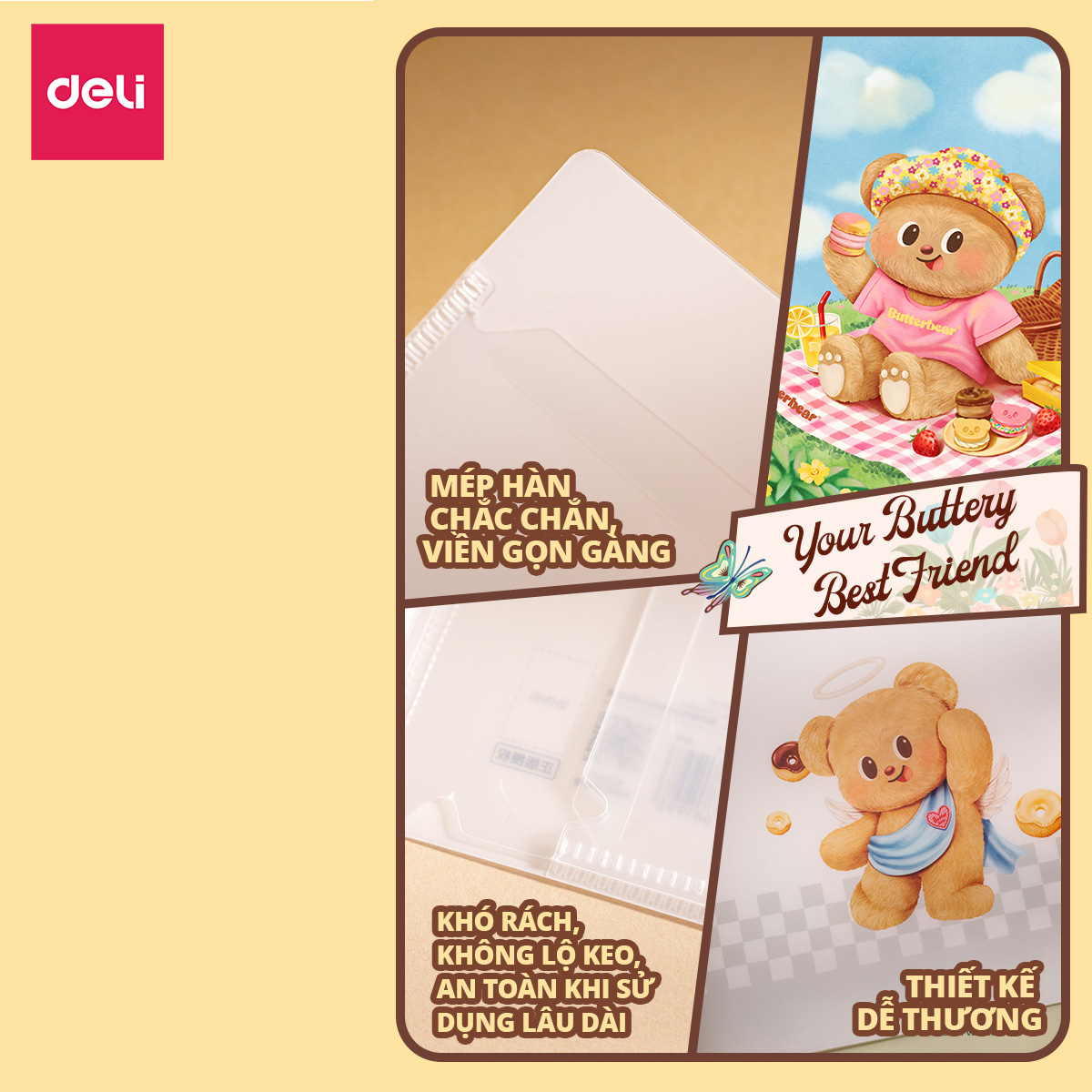File Tài Liệu 4 Ngăn File Lá Bìa Lá Hở Cạnh Butterbear x Deli Tiện Lợi ...