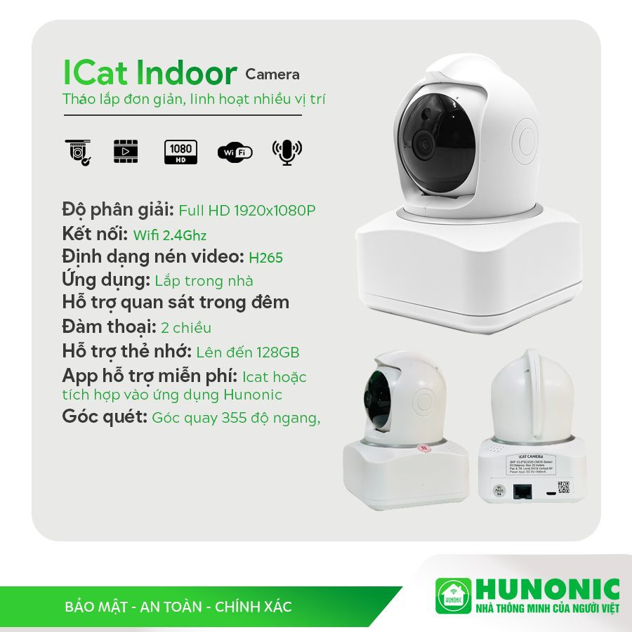 Camera Hunonic Wifi Icat 1080P Xoay 360 Độ, Theo Dõi Chuyển Động, Đàm ...