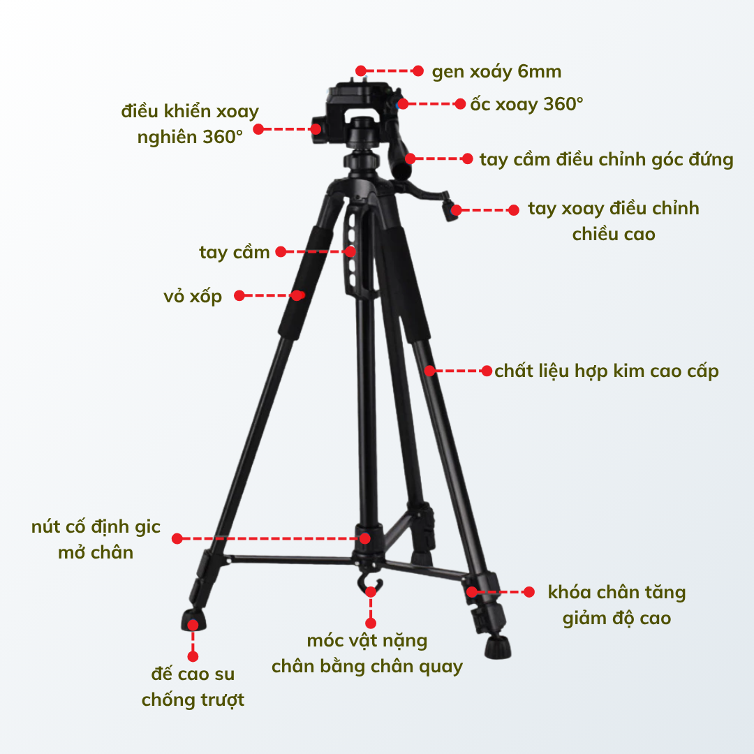 Chân Quay Máy Ảnh Điện Thoại Tripod 360 1m4 & 1m7 HULAKO Gập Gọn 55cm ...