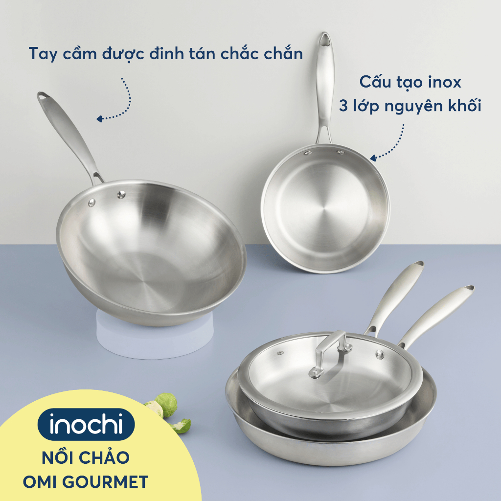 Nồi, Chảo, Quánh INOX OMI GOURMET Inochi, Chống Dính Tự Nhiên, An Toàn ...