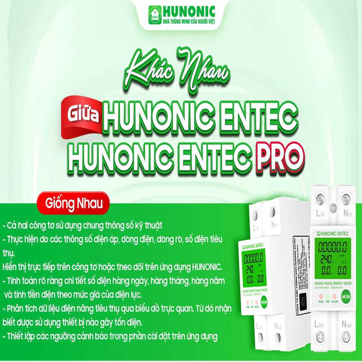 [CÓ VAT] Công Tơ Điện Tử Wifi Hunonic Entec, Entec Pro, Đóng Cắt, Theo ...